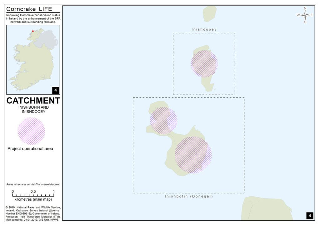 Carte du bassin versant d'Inishbofin et d'Inishdooey