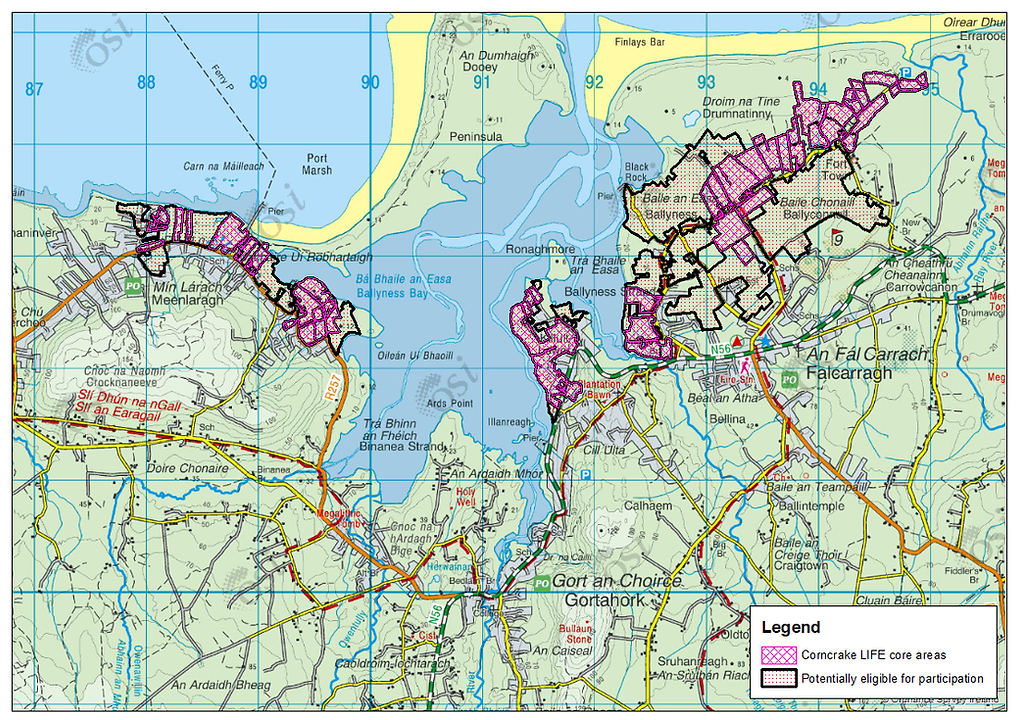 Région de Falcarragh à Meenlaragh Carte