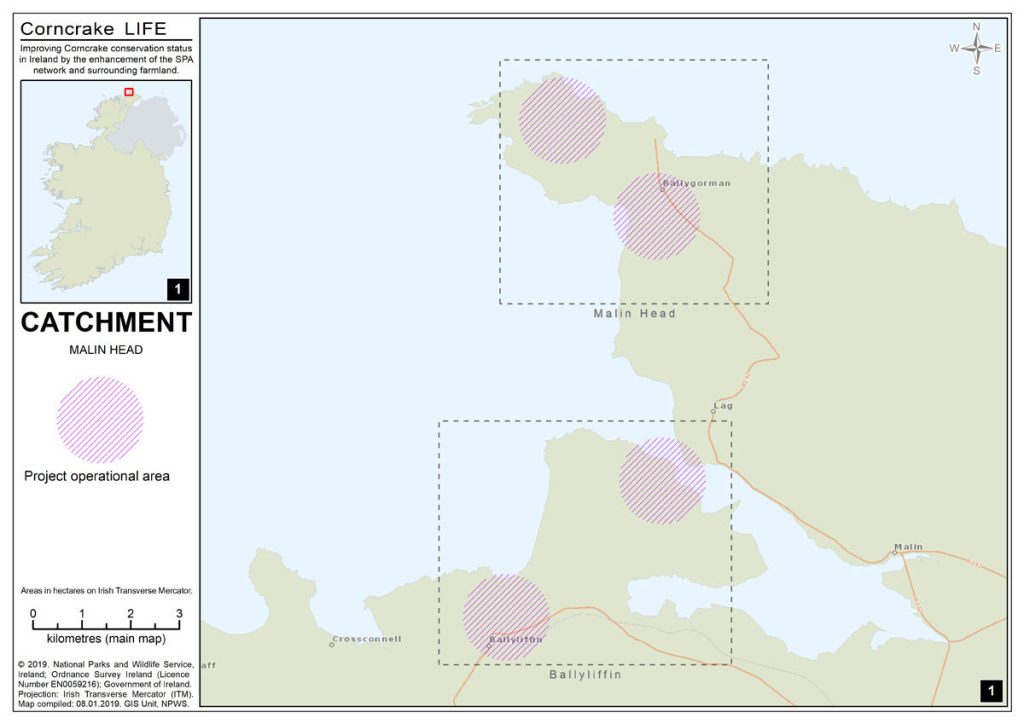 Carte du bassin versant de Malin Head